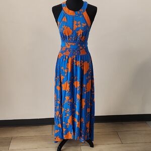 Blue and Orange Maxi Dress